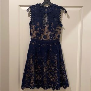 Minuet Navy lace cocktail dress